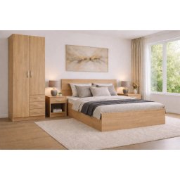 Dormitor STAR Sonoma , Set complet cu pat, dulap E i 2 noptiere