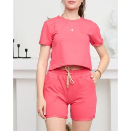 Resti Neon Pink Women's Cotton Sports Sweat Set - Clothing