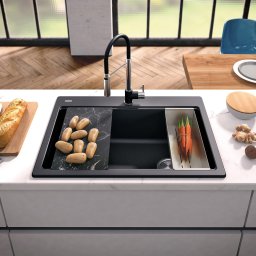 Chiuveta granit CookingAid Cube ON3322 Workstation , negru metalic, quartz compozit
