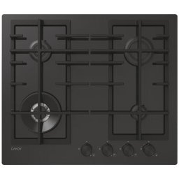 Plita CVFG6BF4PB, Gaz, 4 arzatoare, 60 cm, Wok, gratare fonta, sticla neagra
