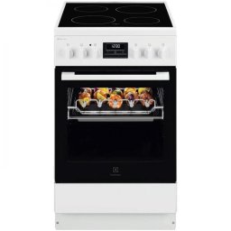Aragaz LKR540267W, Electric, Vitroceramica, 4 zone de gatit, Raft BBQ, Timer electronic, Grill, Iluminare cuptor, Clasa A, 50 cm, Alb