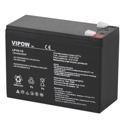 Acumulator staționar AGM VRLA 12V 10Ah, etanș fără întreținere, borne F2, VIPOW BAT0215