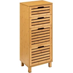 Comoda Sicela din bambus cu 4 sertare, 40x30x98 cm, finisaj natur