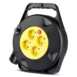 Prelungitor pe rola V-TAC cu 4 prize, 10 m, cablu 3G1.5 mm², 3500W