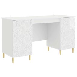 Birou Alb foarte lucios Lemn prelucrat 142,5 x 50 x 75 cm GartenMobel Dekor