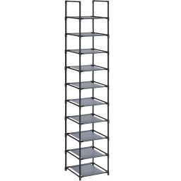 Suport pentru pantofi Songmics cu 10 niveluri, metal si textil, gri