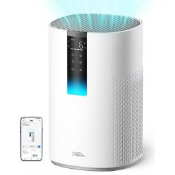 Purificator de aer DREO Macro 605S, 20 m², 202 m³/h, Wi-Fi, 4 viteze, mod Noapte + Automat, temporizator, protecție pentru copii, indicatoare LED pentru calitatea aerului, alb