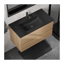 Dulap de baie KENWOOD 91 cm cu lavoar, stejar/negru