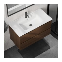 Dulap pentru baie cu lavoar KENWOOD, 91 cm, nuc/alb