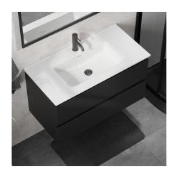 Mobilier de baie cu lavoar KENWOOD, 91 cm, negru/alb