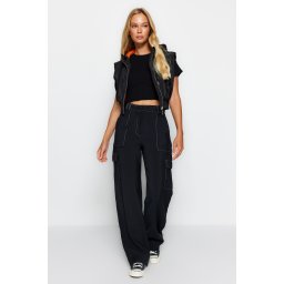 Pantaloni largi de damă Trendyol Contrast Stitch