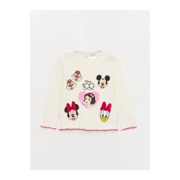 LC Waikiki Crew Neck Long Sleeve Disney Printed Baby Girl T-Shirt