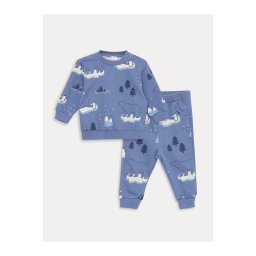 LC Waikiki Crew Neck Long Sleeve Printed Baby Boy Sweatshirt and Sweatpants 2-Set