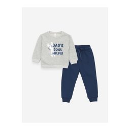 LC Waikiki Crew Neck Long Sleeve Printed Baby Boy Sweatshirt and Sweatpants 2-Piece Set