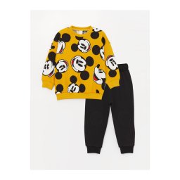 LC Waikiki Crew Neck Mickey Mouse Printed Baby Boy Pants and Sweatshirt Set 2-Pack