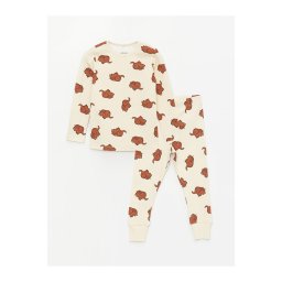 LC Waikiki Crew Neck Printed Baby Boy Pajamas Set