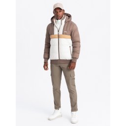 Ombre Colorful retro men's sports jacket - beige and white