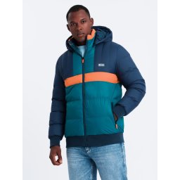 Ombre Men's sporty colorful retro jacket - navy blue and orange