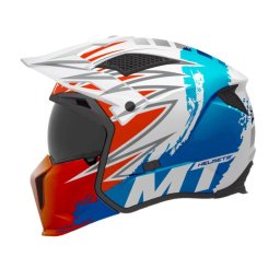 Casca MT Streetfighter SV S Tackle A7 alb lucios (ochelari soare integrati) - masca (protectie) barbie si cozoroc detasabile - omologare noua ECE 22.06