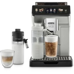 Espressor Automat Delonghi Eletta Explore ECAM450.65.S 1.8L 2 Carafe cu Tehnologie LatteCrema Rasnita cu Tehnologie Bean Adapt Coffee Link App Cana 473ML 19Bar 1450W Argintiu