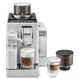 Espressor Automat Delonghi Rivelia EXAM440.55.W Rezervor Apa 1.4L 19 Bari 2 Recipiente pentru Boabe Tehnologie Bean Adapt Carafa de Lapte cu Tehnologie LatteCrema Hot 1450W Alb