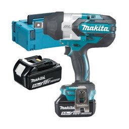 Makita - DTW1001RTJ - Masina de insurubat cu impact cu 2 acumulatori si incarcator, Li-Ion, 18 V, 5 Ah, patrat 3/4 inch, 1050 Nm, M12-M30, valiza speciala