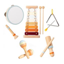 Set Montessori de 6 instrumente muzicale pentru copii, din lemn