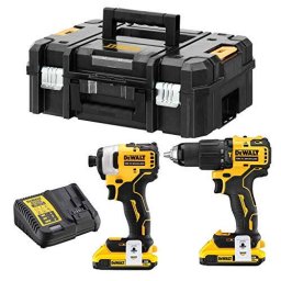 DeWalt Masina de gaurit cu percutie pachet de scule DCK2062D2T, 18 Volt, (GALBEN/NEGRU, 2x Li-ion baterie XR 2,0Ah, T STAK box II)