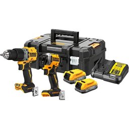 DeWALT Set combinat mașină de găurit cu acumulator PowerStack 18 volts, (galben/negru, 2x POWERSTACK Li-Ion battery 1.7 Ah, in T STAK Box II)