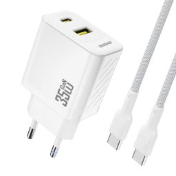 Incarcator de retea GaN Wall Charger USB-C + USB-A 35W Alb
