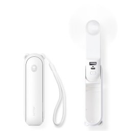 Mini Ventilatoare Jisulife Handheld Fan Life8 Mini Portable USB Fan with 2000mAh Power Bank and Flashlight - White