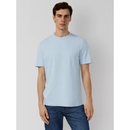 s.Oliver Tricou barbati la baza gatului, din bumbac, Regular fit, Albastru deschis (SELECTATI MARIMEA: M)