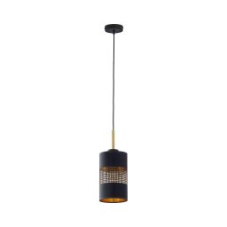 Lustră LED suspendată pe cablu BOGART 1xE27/15W/230V negru/auriu