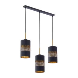 Lustră LED suspendată pe cablu BOGART 3xE27/15W/230V negru/auriu
