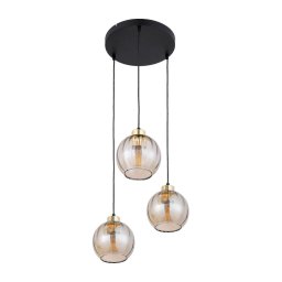 Lustră LED suspendată pe cablu DEVI 3xE27/15W/230V negru/bej fumuriu
