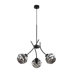 Lustră suspendată pe cablu ZULIA, 3xE27/15W/230V, negru/negru fumuriu