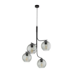 Lustră LED suspendată pe cablu CESAR 4xE27/15W/230V negru/gri fumuriu