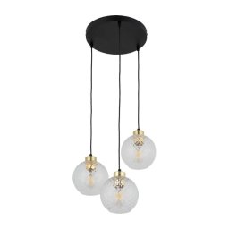 Lustră LED suspendată pe cablu DEVON 3xE27/15W/230V negru/transparent