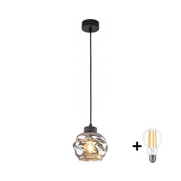Lustră LED pe cablu ZULIA 1xE27/15W/230V negru/negru fumuriu