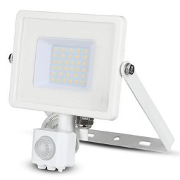Proiector LED V-Tac SKU-458 | 30W, 4000K, IP44, Senzor Miscare, Alb