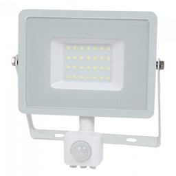 Proiector LED V-Tac SKU-459 | 30W, 6400K, IP44, Senzor Miscare, Alb