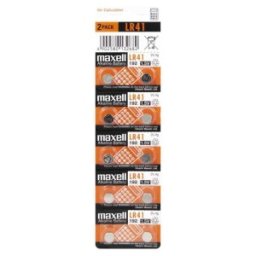 Set Baterii Alcaline Tip Buton LR41, Maxell, 1.5 V, 10 Bucati