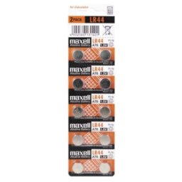 Set Baterii Alcaline Tip Buton LR44 AG13, Maxell, 1.5 V, 10 Bucati