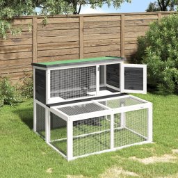 Cusca pentru iepuri, gri, 102x90x84,5 cm, lemn masiv de pin GartenMobel Dekor