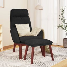 Scaun de relaxare cu taburet, negru, textil GartenMobel Dekor