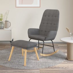 Scaun balansoar cu taburet, gri deschis, textil GartenMobel Dekor