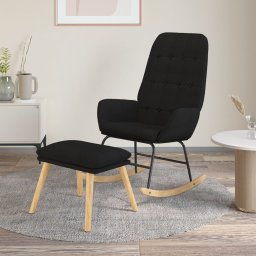 Scaun balansoar cu taburet, Negru, material textil GartenMobel Dekor