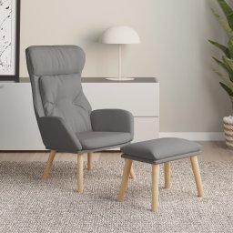 Scaun de relaxare cu taburet, gri deschis, textil GartenMobel Dekor