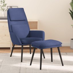 Scaun de relaxare cu taburet, albastru, textil GartenMobel Dekor