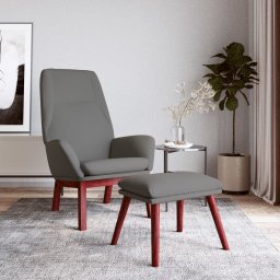 Scaun de relaxare cu taburet, gri deschis, textil GartenMobel Dekor